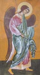 Ікона «Архангел Гавриїл», 25х50 см. Папір. гуаш, 2024 р.
