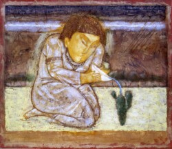 Поливаючи кактус, полотно олія, 50х60, 1998 р.